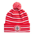 Bobble Hat - Red & White Stripe with Crest