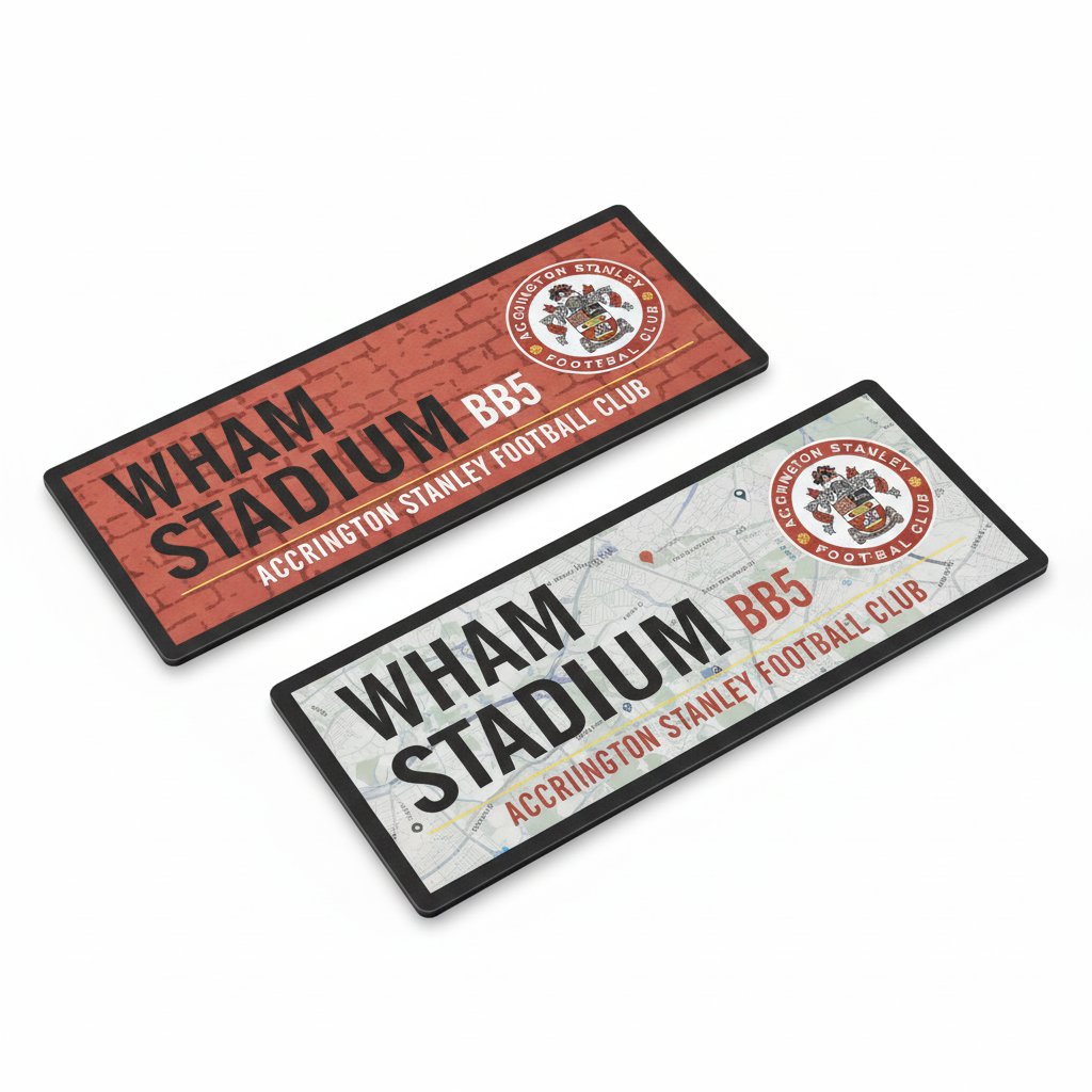 Wooden BB5 Street Sign with Red Brick or Map design & Crest